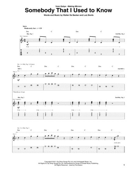 Somebody That I Used To Know Feat Kimbra Sheet Music