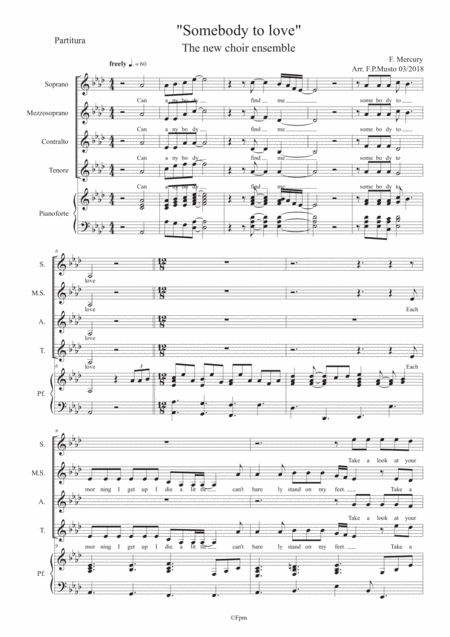 Free Sheet Music Somebody To Love Choral Arrangement