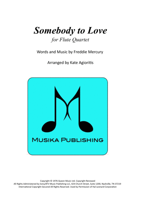 Somebody To Love Flute Quartet Sheet Music