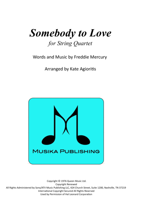 Somebody To Love For String Quartet Sheet Music