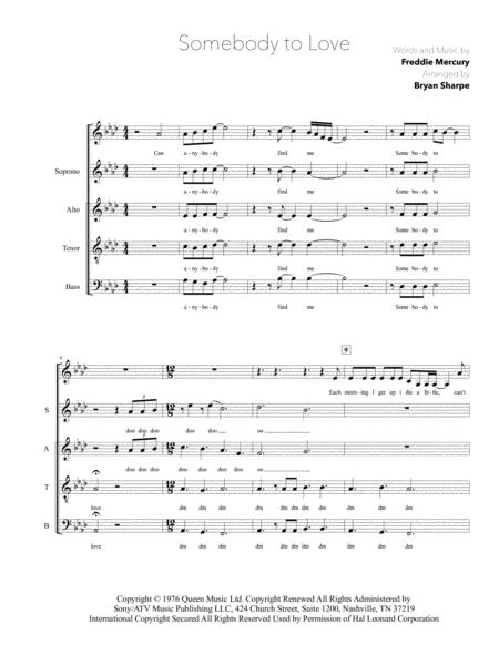 Somebody To Love Satb A Cappella Sheet Music