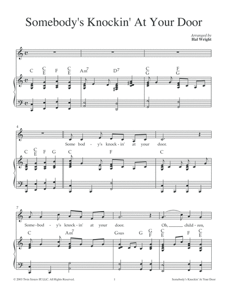 Somebodys Knockin At Your Door Sheet Music