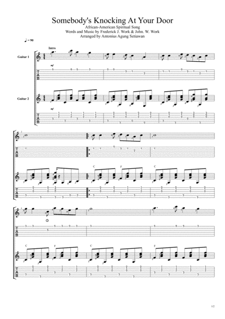 Somebodys Knocking At Your Door Duet Guitar Tablature Sheet Music