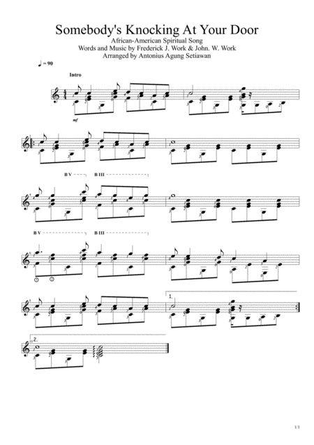 Somebodys Knocking At Your Door Solo Guitar Score Sheet Music