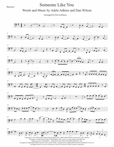 Someone Like You Bassoon Sheet Music