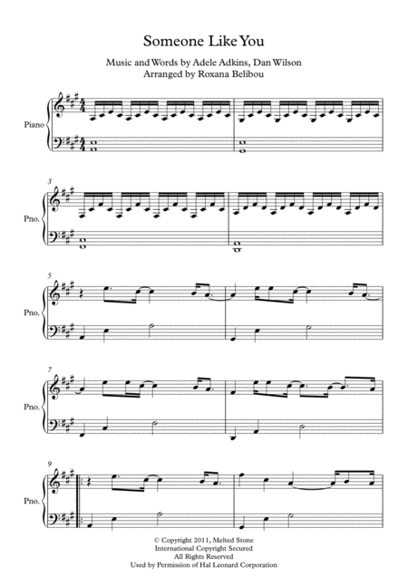 Someone Like You By Adele Easy Piano Sheet Music