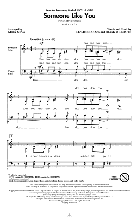 Someone Like You From Jekyll Hyde Arr Kirby Shaw Sheet Music