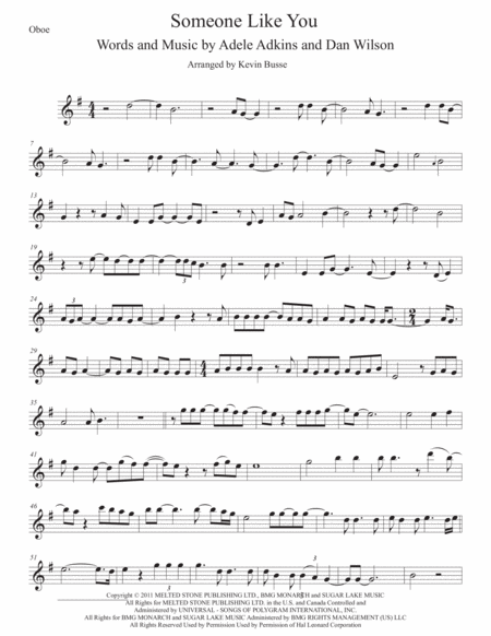 Someone Like You Oboe Sheet Music