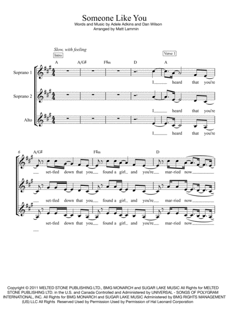 Someone Like You Ssa Sheet Music