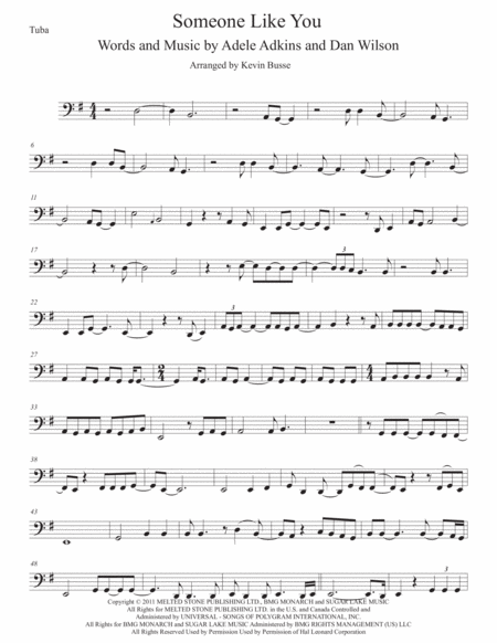 Someone Like You Tuba Sheet Music