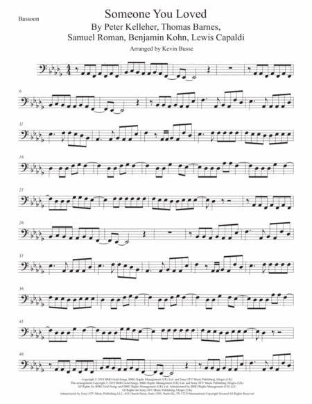 Free Sheet Music Someone You Loved Bassoon Original Key