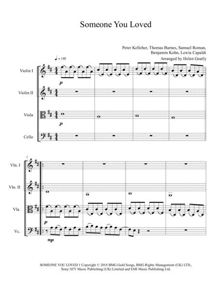 Free Sheet Music Someone You Loved By Lewis Capaldi Arranged For String Quartet