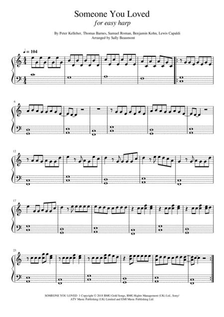 Someone You Loved Lewis Capaldi Easy Harp Sheet Music