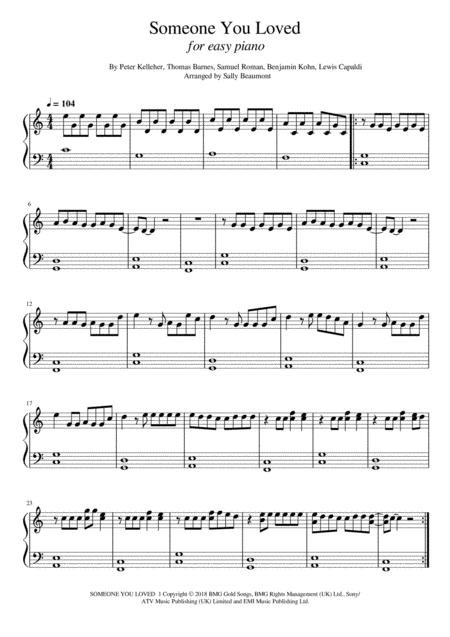Free Sheet Music Someone You Loved Lewis Capaldi Easy Piano