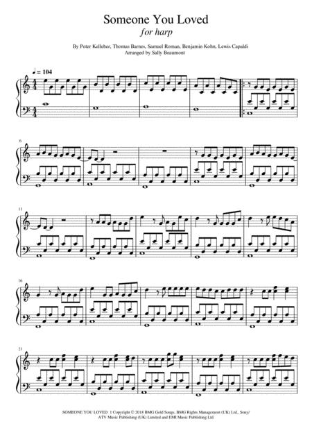 Someone You Loved Lewis Capaldi Harp Sheet Music