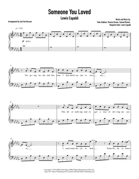 Free Sheet Music Someone You Loved Lewis Capaldi Piano Vocal