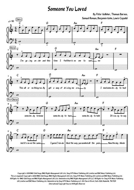 Free Sheet Music Someone You Loved Lewis Capaldi Piano W Fingering