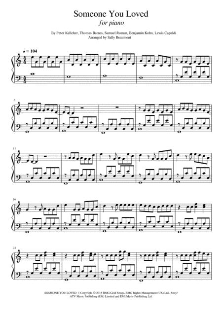 Someone You Loved Lewis Capaldi Piano Sheet Music