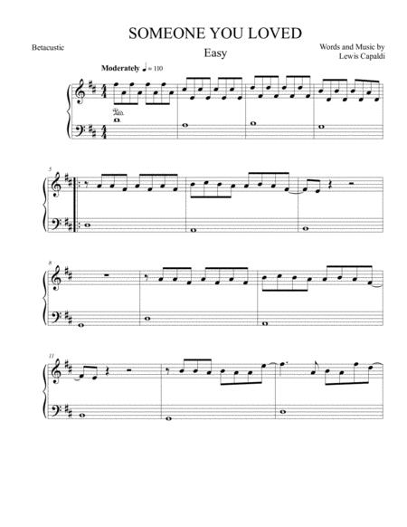 Someone You Loved Lewis Capaldi Sheet Music Easy Piano Sheet Music