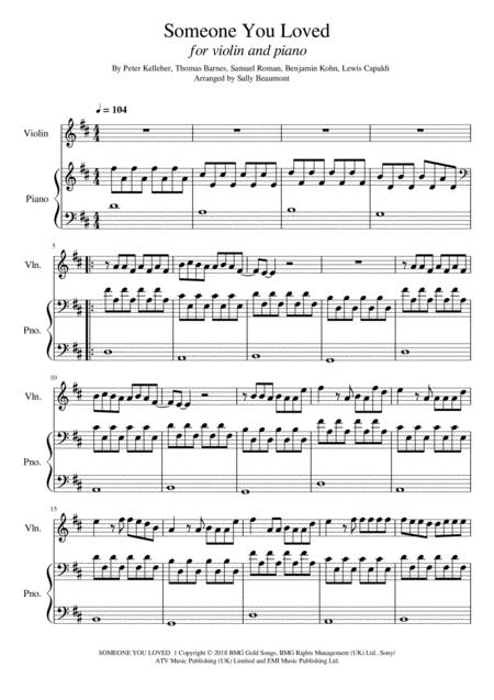 Someone You Loved Lewis Capaldi Violin And Piano Sheet Music