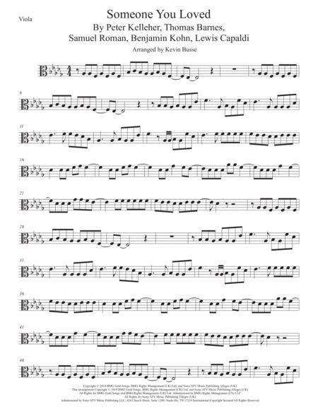 Someone You Loved Viola Original Key Sheet Music