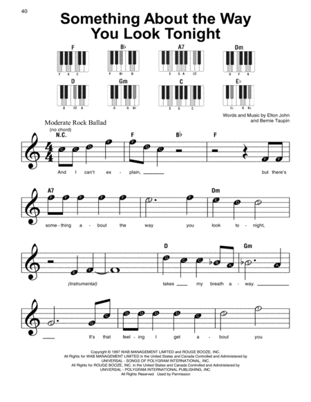Free Sheet Music Something About The Way You Look Tonight