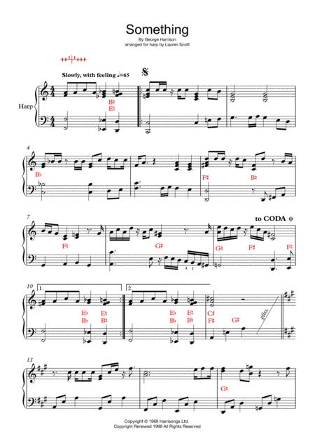 Free Sheet Music Something Arranged For Pedal Harp