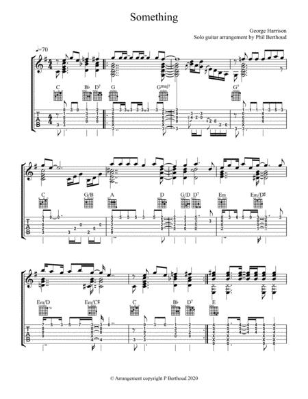 Free Sheet Music Something By The Beatles Arranged For Solo Guitar By Phil Berthoud