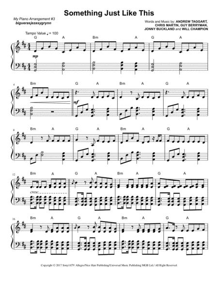 Something Just Like This By The Chainsmokers And Coldplay For Piano Version Sheet Music
