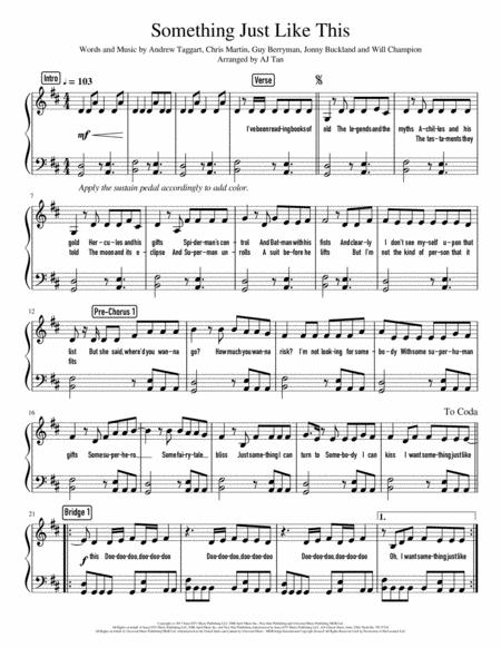 Something Just Like This Piano Version Sheet Music