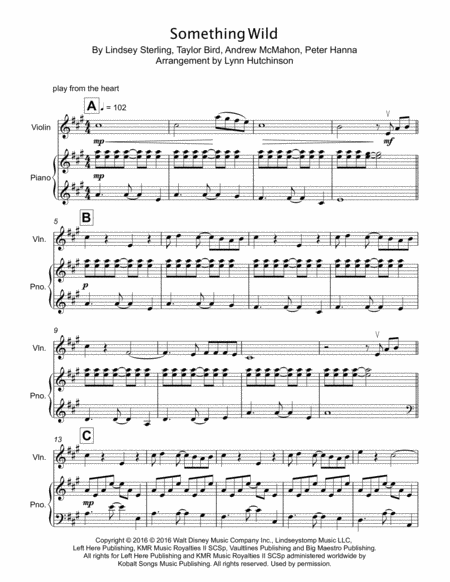 Something Wild Beginner Violin Piano Sheet Music