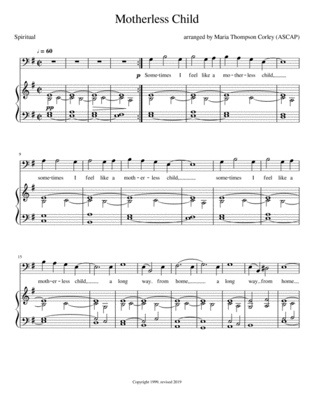 Sometimes I Feel Like A Motherless Child With Swing Low Sweet Chariot Bass Clef Sheet Music