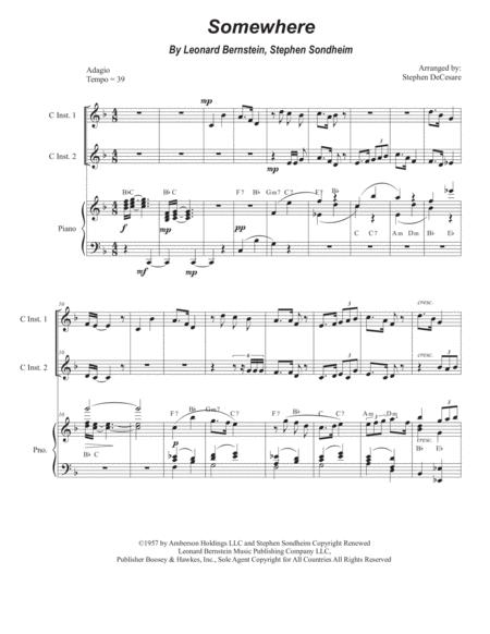 Somewhere Duet For C Instruments Sheet Music