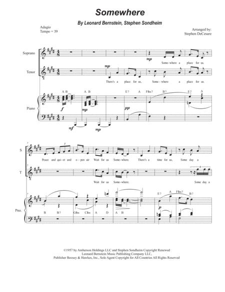 Somewhere Duet For Soprano And Tenor Solo Sheet Music