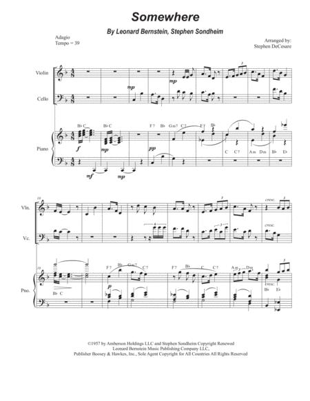 Somewhere Duet For Violin And Cello Sheet Music