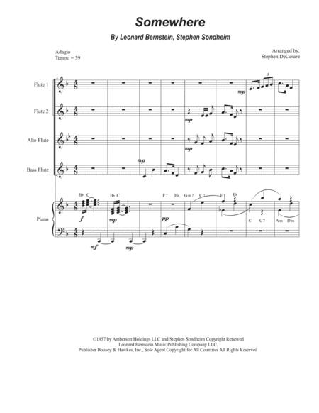 Somewhere Flute Choir And Piano Sheet Music