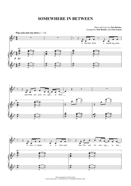 Free Sheet Music Somewhere In Between