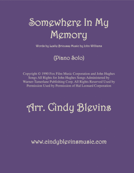 Somewhere In My Memory Arranged For Piano Solo Sheet Music