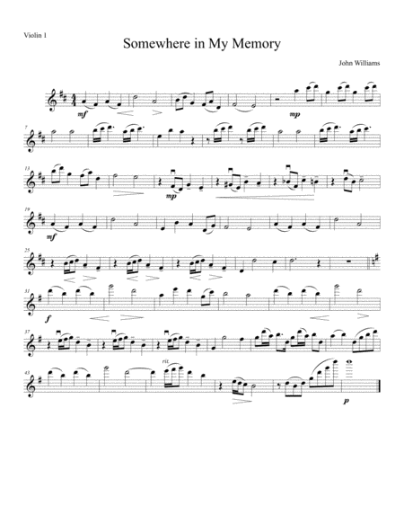 Somewhere In My Memory For String Quartet Sheet Music