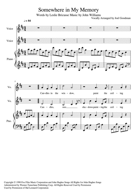 Somewhere In My Memory Vocal Duet Sheet Music