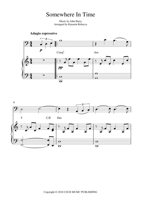 Free Sheet Music Somewhere In Time Bassoon Solo And Piano Accompaniment