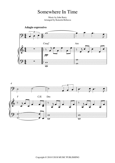 Somewhere In Time Cello Solo And Piano Accompaniment Sheet Music