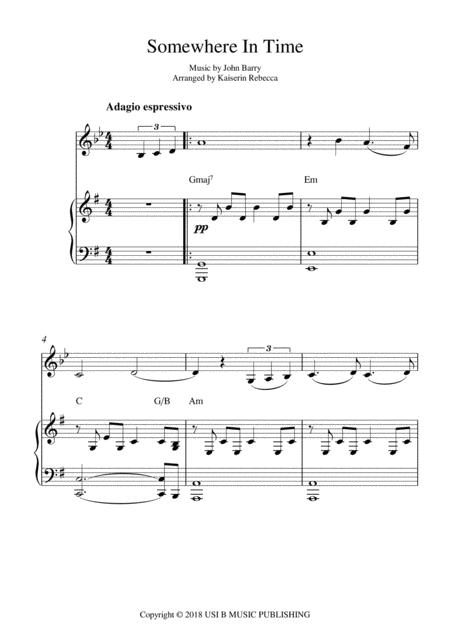 Free Sheet Music Somewhere In Time Clarinet In A Solo And Piano Accompaniment