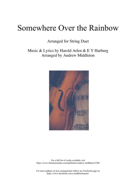Free Sheet Music Somewhere Over The Rainbow Arranged For String Duet
