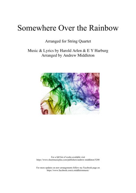 Somewhere Over The Rainbow Arranged For String Quartet Sheet Music