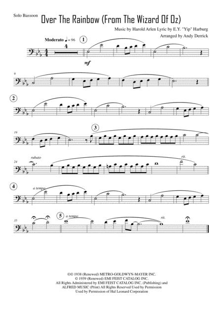 Free Sheet Music Somewhere Over The Rainbow For Bassoon And Piano