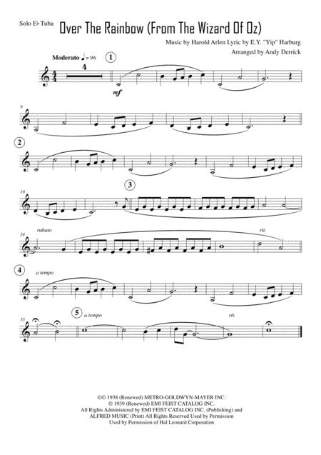 Somewhere Over The Rainbow For Eb Bass Tuba And Piano Sheet Music