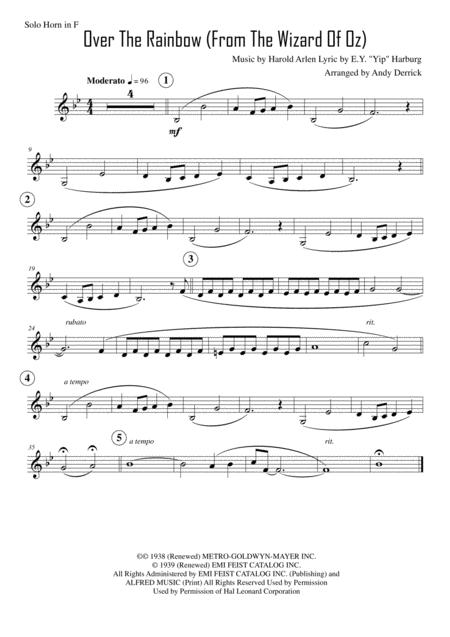 Free Sheet Music Somewhere Over The Rainbow For Horn In F And Piano