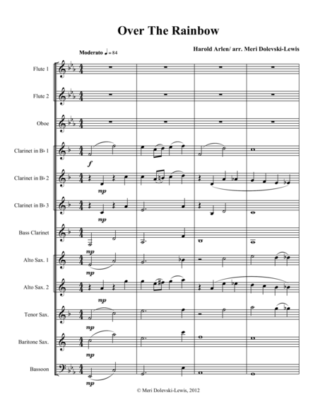 Free Sheet Music Somewhere Over The Rainbow For Mixed Woodwind Ensemble