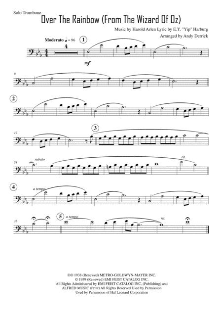 Free Sheet Music Somewhere Over The Rainbow For Trombone And Piano
